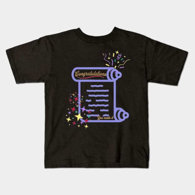 Congratulations, You Made It, Fireworks, Stars Kids T-Shirt by KoumlisArt